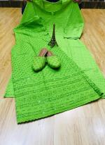 Light Green Pure Cotton Party Wear Chiikankari Kurti With Sharara